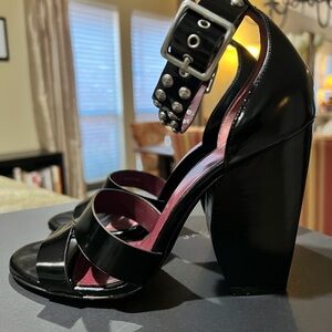 Marc Jacobs Black Heeled Sandals with Silver Accents